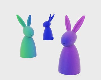 3D Printed Pastel Bunny Figurines, Minimalist Solid Color Rabbit Decor Set for Desk, Nursery and Easter Tiered Tray