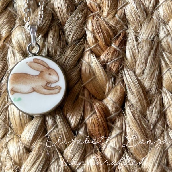 Collier pendentif vintage moderne lapin de Pâques Royal Doulton Bunnykins Bunnykins