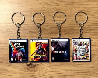 Aangepaste sleutelhanger voor PS5-minigamehoes – gepersonaliseerd PlayStation 5 gamercadeau – handgemaakt gamingaccessoire – verzamelobject videogames