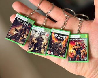 Gears of War Xbox 360 Game Case-sleutelhanger – Gears 1 2 3 Judgement Mini Xbox-gamesleutelhanger – cadeau voor gamer