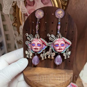 Handmade Pastel Goth Jewelry Set, Pink Gothic Necklace, Dollcore Y2K Earrings, Alternative Gothic Accessories Earrings