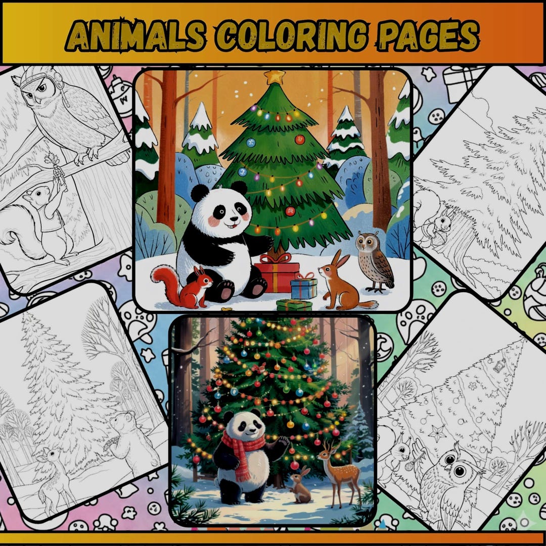 Animals Christmas Coloring Pages | Kids Holiday Printables - Etsy