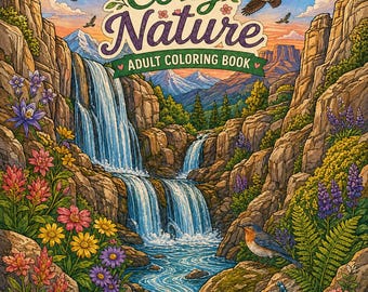Relaxing Nature Coloring Pages for Adults Printable | Botanical & Forest Digital Coloring Book PDF |