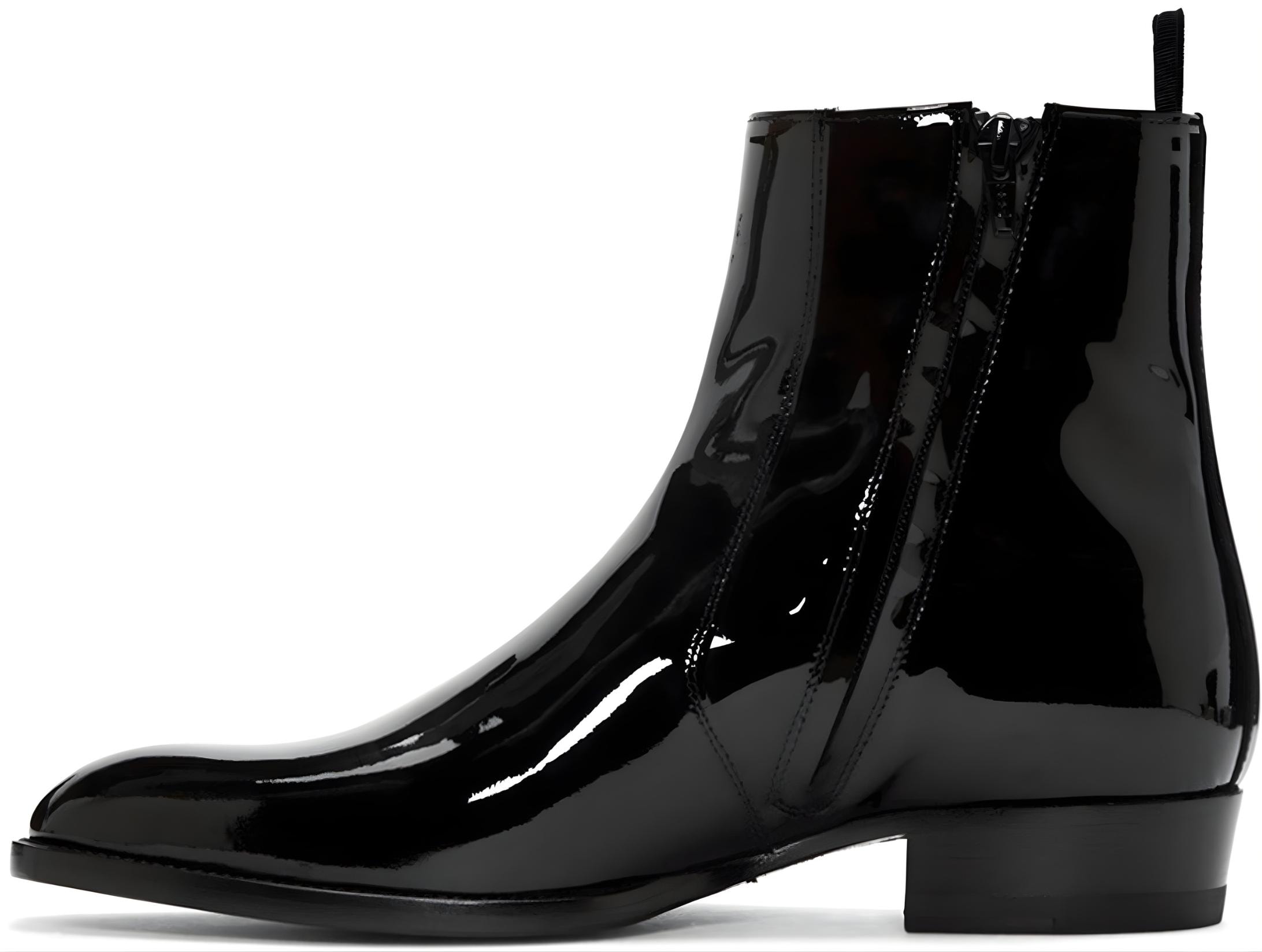 Handmade Mens Black Leather Side Zipper Ankle Leather Boots Goodyear Welted
