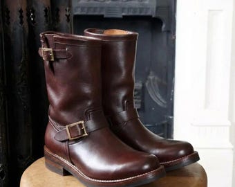 Work boots Handmade Brown Leather boots, Biker Boots, Engineer Boots gift for him