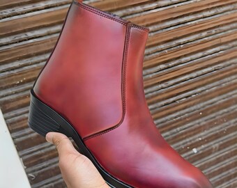 ankle boots handmade burgundy leather Chelsea boots mens | oxblood dress leather boots, giftsforhim