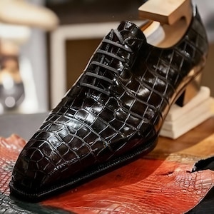 Handmade shoes Black Alligator Leather crocodile mens shoes alligator Oxfords Shoes, wedding shoes men