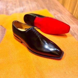 orange bottom men's dress shoes Mens Navy & Orange Leather Wingtip Dress Shoes