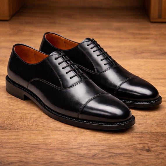 Handmade Oxford Wide Toe Box Mens Dress Shoes, Genuine Leather Custom wedding footwear