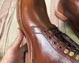Handgemaakte leren laarzen heren enkellaarzen in bruine kleur, Goodyear zoolranden