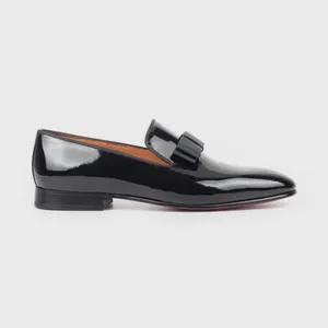 ręcznie robione mokasyny męskie Tolima czarne lakierowane skórzane czółenka Opera, skórzane buty męskie Tuxedo Loafers zdjęcie 3