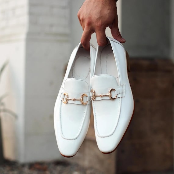 calf leather loafers, bridal shoes, handmade white custom mens shoes, gift for him