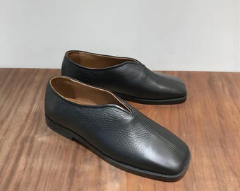 Handgefertigte Leder Slipper Slip on Schuhe babouche maire derby Pariser Minimalist, Custom Leder Slipper für Herren