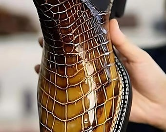 handgemaakte patina alligatorleren chelseaboots heren, exotische leren enkellaarzen