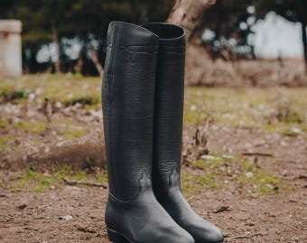 Unisex rijlaarzen, handgemaakte leren rijlaarzen, hoge rijlaarzen, rijlaarzen voor dames en heren, zwarte leren laarzen, rijlaarzen voor in het veld.