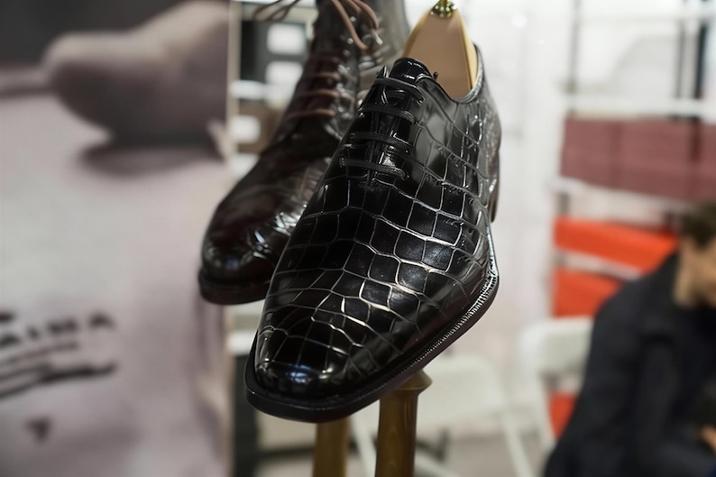 Handmade shoes Black Alligator Leather crocodile mens shoes alligator Oxford Shoes, wedding shoes men image 2