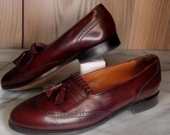 Handmade Leather Bostonian Wingtip mens Loafers – Burgundy slip on shoes
