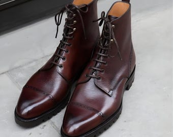 Ankle boots handmade oxblood leather lace up mens ankle boots | dress leather boots, giftsforhim