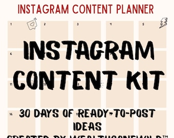 Instagram-contentkit | 30 dagen aan berichtideeën | Socialmediaplanner | Canvassjabloon
