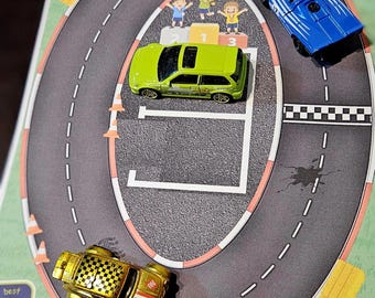 Road Track Play Mat Printable - A4 Kids Car Road | Hot Wheels Track | Toy Car Activity Sheet
