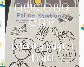 Police Station Printable Activity Set for Kids | Police Track Play Printable + Coloring Page | Educational Preschool PDF