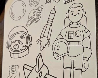 Astronaut Coloring Page Printable for Kids | Space Theme | Rocket & Galaxy Activity | Toddler Learning Printable | Instant Download
