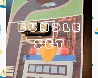 Printable Bundle Police Station + Fire Station | Kids Pretend Play Set | Emergency Rescue Birthday Activity | Instant Download