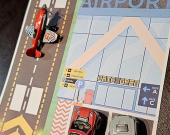Airport Play Mat Printable - A4 Kids Road Map | Toy Car Track | Airplane Runway Printable