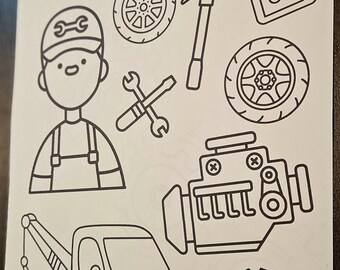Mechanic Coloring Page Printable for Kids | City Theme Activity | Cars & Tools Coloring Page | Instant Download