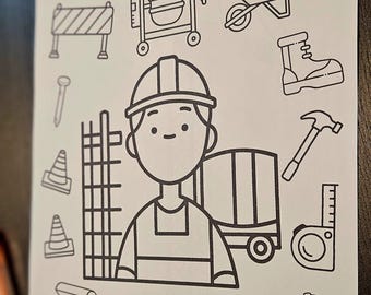Worksite Coloring Page Printable for Kids | Construction Vehicles Coloring Sheet | Toddler Activity PDF | Montessori Fine Motor