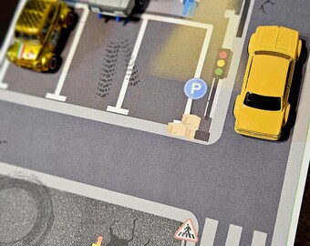 Mechanic Play Mat Printable - A4 Road Map for Kids | Car Park Play Mat | Hot Wheels Compatible