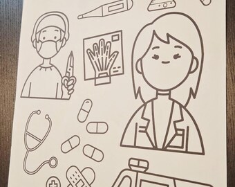 Hospital Coloring Page Printable for Kids | City Theme Coloring Sheet | Doctor & Ambulance Activity | Instant Download
