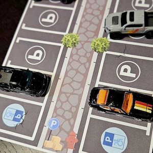 Big Parking Lot Play Mat Printable - A4 Road Map for Kids | Car Park Play Mat | Hot Wheels Compatible