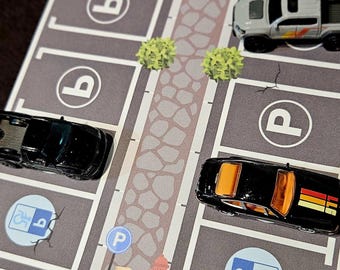 Big Parking Lot Play Mat Printable - A4 Road Map for Kids | Car Park Play Mat | Hot Wheels Compatible