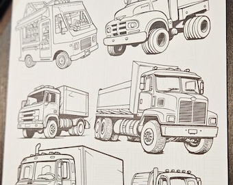 Heavy Truck Coloring Page Printable for Kids | Construction Vehicle Activity | Transport Coloring Sheet PDF | Instant Download