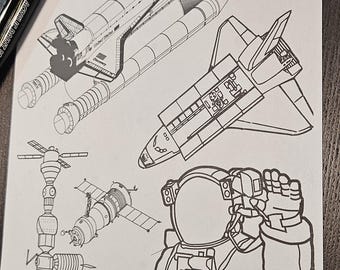 Space Rockets Coloring Page Printable | Kids Space Coloring Sheet | Space Vehicles Activity | Urban Play Set