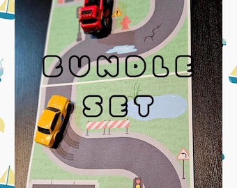 Printable Fire Station & Parking Lot Bundle | A4 Car Track Playset | Hot Wheels Compatible | Kids Activity Sheets | Instant Download