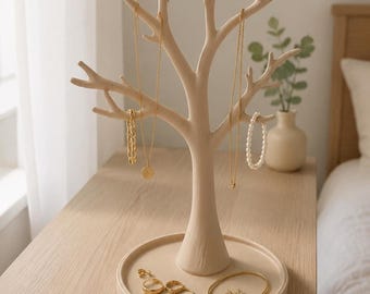 Beige Jewelry Tree Organizer, 10.1-Inch Necklace Holder