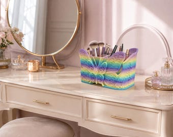 Butterfly Effect Makeup Organizer, Makeup Brush Holder, Pastel Vanity Storage, 3D Printed Cosmetic Organizer, Gift for Her