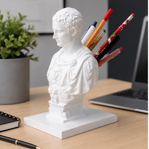 Julius Caesar Bust Pen Holder – Turn Your Desk Into an Ancient Roman Empire