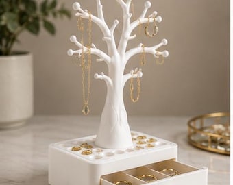 Jewelry Tree Organizer, Necklace Holder, Earring Stand, Ring Display, Jewelry Storage Tray, Decorative Jewelry Holder Gift for Women