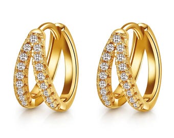 Mini Brass Earrings, 18K Gold Plated