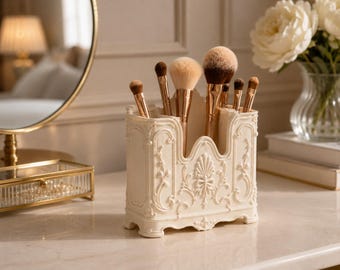Elegant sminkborstehållare, sminkbordsorganisatör, rokoko sminkborsteförvaring, fransk vintage sminkbordsdekor, skönhetsbordsorganisatör, rumsdekor