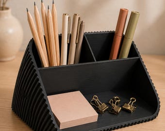 Organizador de escritorio moderno con portalápices, bandeja para notas adhesivas y clips, almacenamiento minimalista para oficina impreso en 3D, regalo para la oficina en casa.