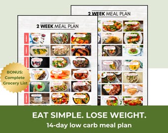 Low Carb Speiseplan zum Abnehmen, 14 Tage Diätplan zum Ausdrucken + Einkaufsliste