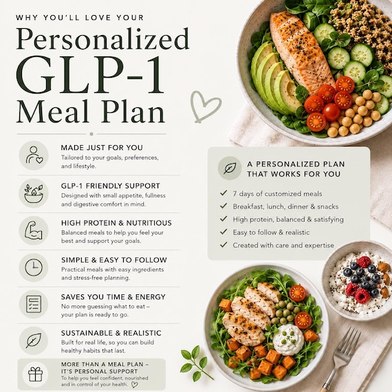 Personalized GLP-1 Meal Plan, High Protein, Printable Food Guide (PDF)