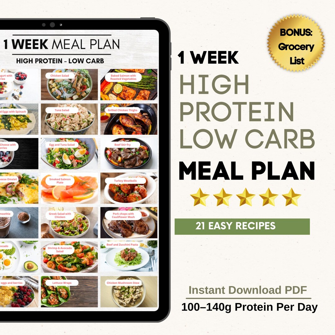 Low Carb Meal Plan | High Protein 7 Day Weight Loss Meal Plan PDF - Etsy