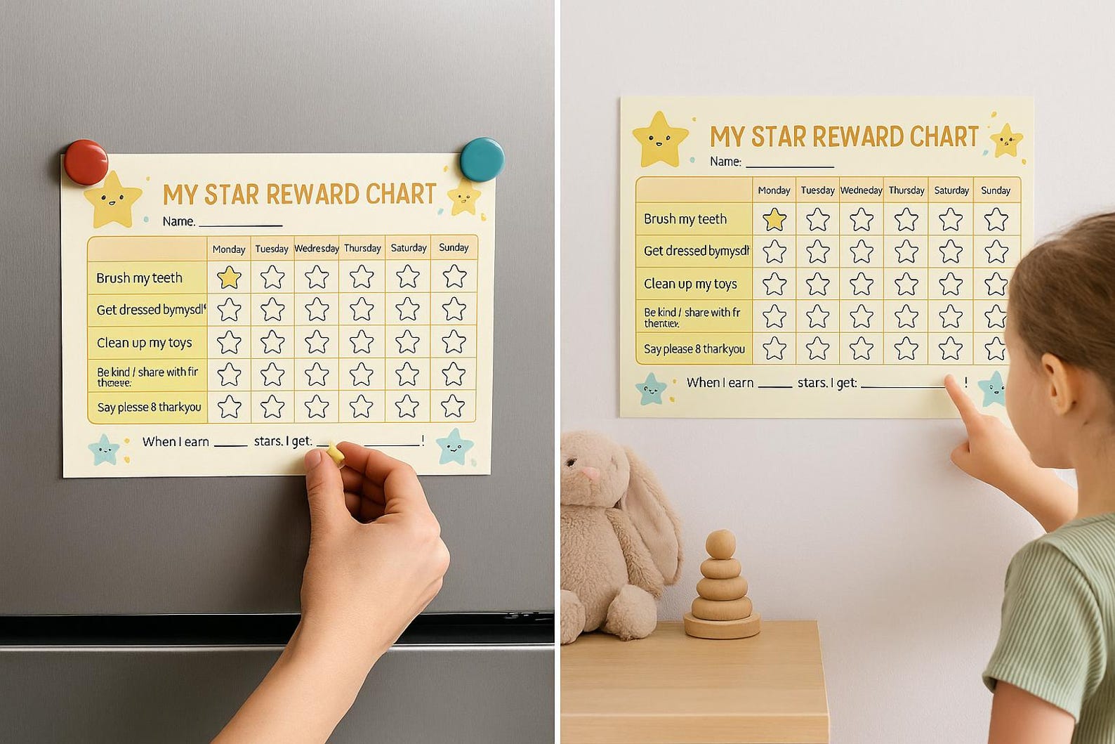 Printable Star Reward Chart for Kids | Chore Tracker (instant Download ...
