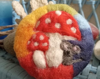 Rainbow Mouse and Mushroom Felted Soap