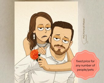 Custom Couple Cartoon Portrait from Photo | Couple Digital Download